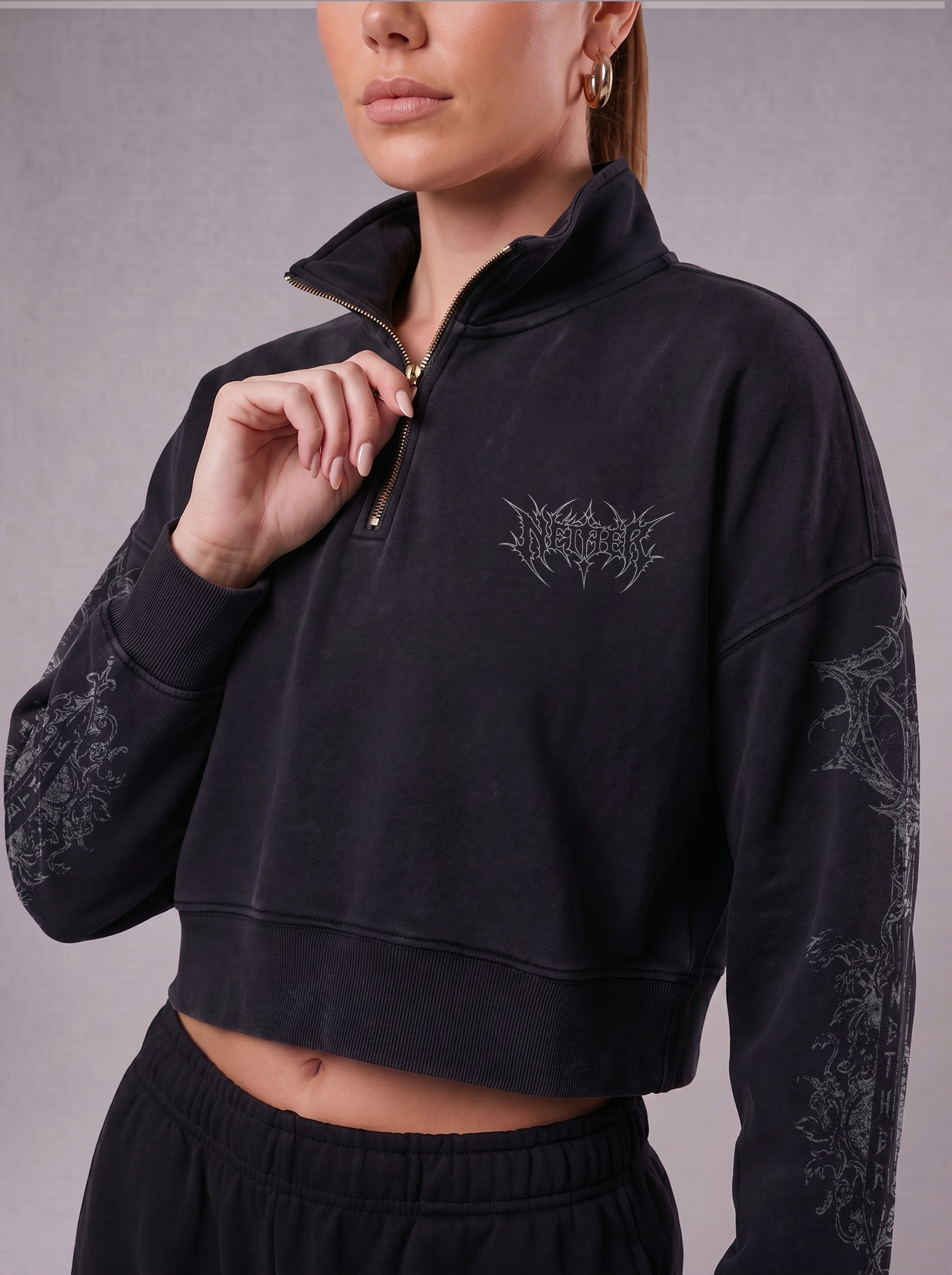 REAVER WOMEN QUARTER-ZIP - BLACK