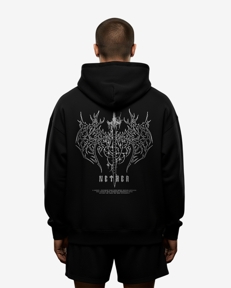 VOID BOXY HOODIE - BLACK