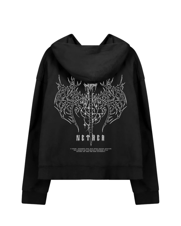 VOID BOXY HOODIE - BLACK